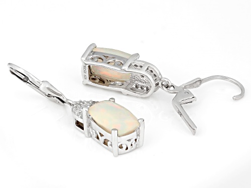 Pre-Owned 2.43ctw Ethiopian Opal With 0.01ctw White Diamond Rhodium Over Sterling Silver Earrings