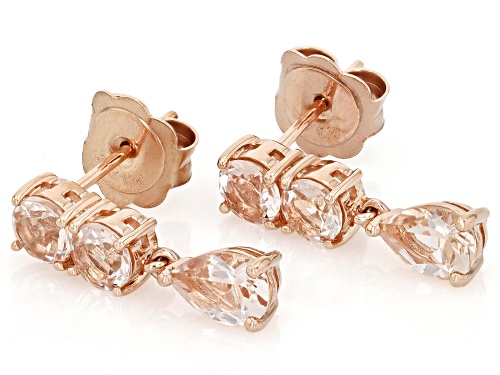 Pre-Owned 0.75ctw Round And 0.54ctw Pear Shape Cor-De-Rosa Morganite™ 10k Rose Gold Earrings