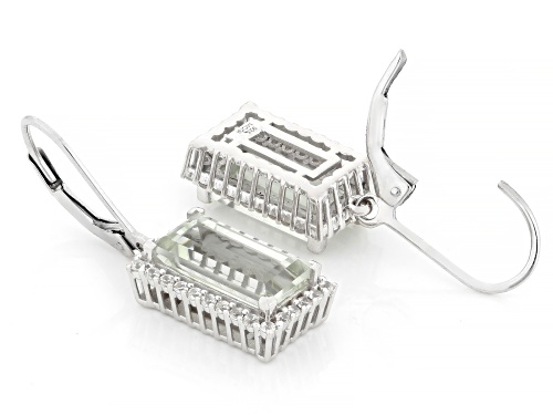 Pre-Owned 4.93ctw Prasiolite with 0.65ctw White Zircon Rhodium Over Sterling Silver Earrings