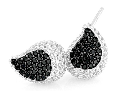 Pre-Owned 2.23ctw Lab White Sapphire with 0.60ctw Black Spinel Rhodium Over Sterling Silver Teardrop