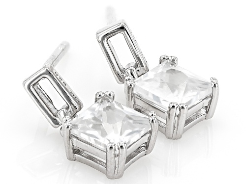 Pre-Owned 1.45ctw White Zircon Rhodium Over Sterling Silver Earrings