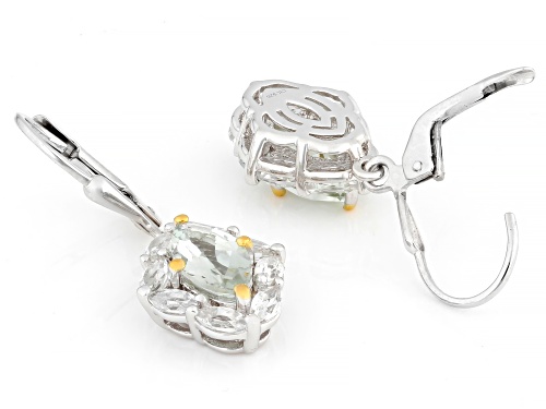 Pre-Owned 1.53ctw Prasiolite with 1.50ctw White Topaz Rhodium & 18K Yellow Gold Over Sterling Silver