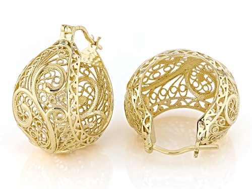 Pre-Owned Artisan Collection of Turkey™ 18K Yellow Gold Over Sterling Silver Filigree Bubble Hoop Ea