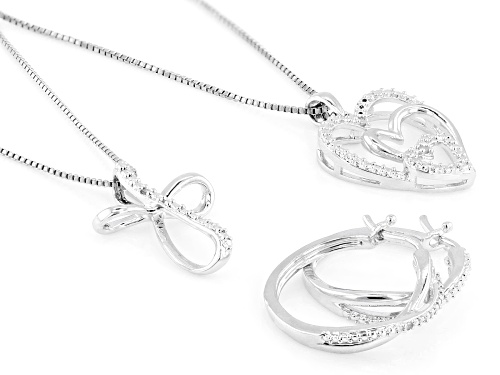 Pre-Owned Bella Luce® 0.05ctw White Diamond Simulant Rhodium Over Brass Pendant and Hoop Earring Set