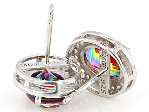 Pre-Owned 3.24ct Rainbow Quartz Doublet with 0.40ctw Lab White Sapphire Rhodium Over Sterling Silver