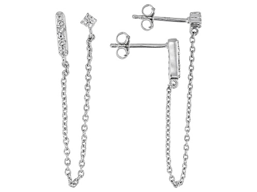 Pre-Owned 0.39ctw Round Lab Created White Sapphire Rhodium Over Sterling Silver Ear Stack Set