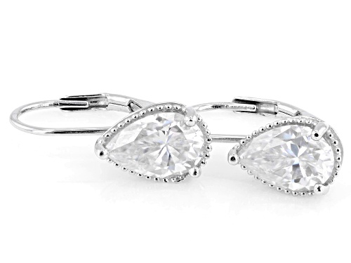Pre-Owned MOISSANITE FIRE® 3.32CTW DEW PEAR AND ROUND PLATINEVE® EARRINGS