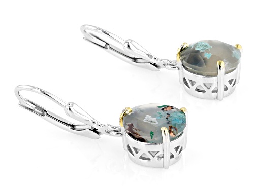 Pre-Owned 4.08ctw Aquadite™ with 0.04ctw Zircon Rhodium and 18K Yellow Gold Over Sterling Silver Ear