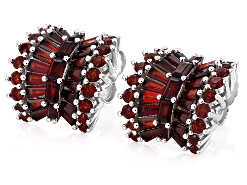 Pre-Owned 2.90ctw Baguette And 1.06ctw Round Vermelho Garnet™ Rhodium Over Sterling Silver Earrings