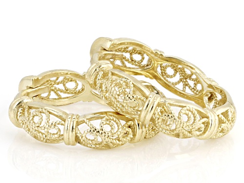 Pre-Owned Artisan Collection Of Turkey™ 18K Yellow Gold Over Sterling Silver Filigree Huggie Earring