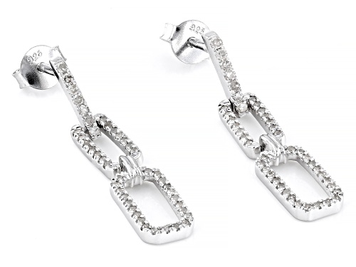 Pre-Owned 0.25ctw Round White Diamond Rhodium Over Sterling Silver Dangle Earrings