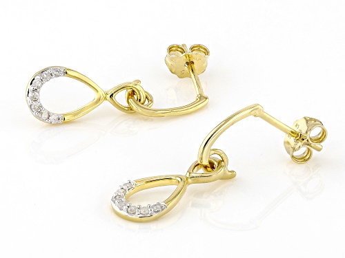 Pre-Owned Engild™ 0.10ctw Round White Diamond 14k Yellow Gold Over Sterling Silver Dangle Earrings
