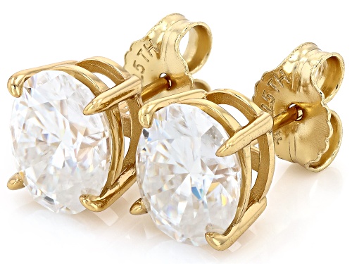 Pre-Owned MOISSANITE FIRE® 6.00CTW DEW OVAL 14K YELLOW GOLD OVER SILVER STUD EARRINGS