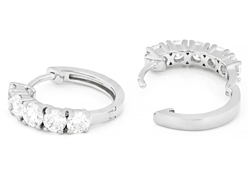 Pre-Owned Prazana® Lab-Grown Diamonds 2.00ctw Round White Diamond Rhodium Over Silver Huggie Earring