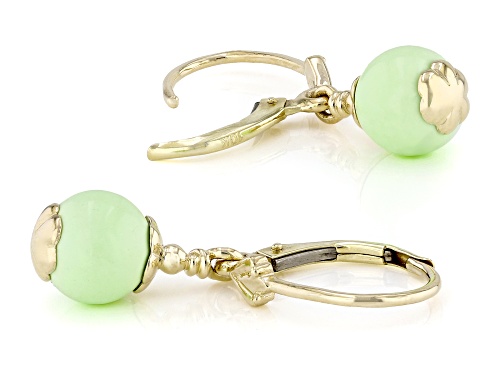 Pre-Owned 8mm Rondelle Gaspeite 10k Yellow Gold Earrings