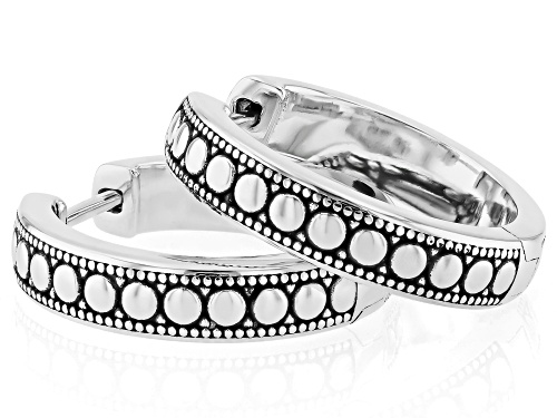 Pre-Owned Southwest Style By JTV™ Rhodium Over Stering Silver Beaded Hoop Earrings
