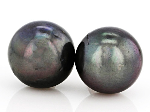Pre-Owned 8mm Cultured Tahitian Pearl Rhodium Over Sterling Silver Stud Earrings