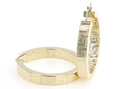 Pre-Owned Moda Al Massimo® 18k Yellow Gold Over Bronze Greek Key Hoop Earrings