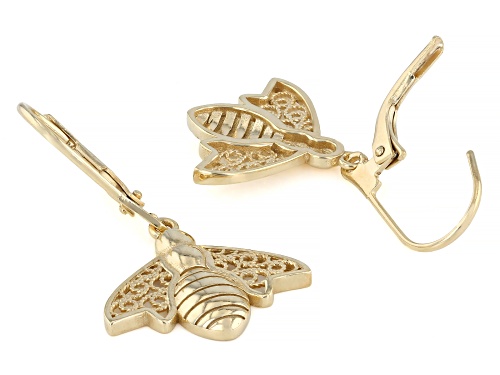 Pre-Owned Artisan Collection of Turkey™ 18K Yellow Gold Over Sterling Silver Bee Leverback Earrings