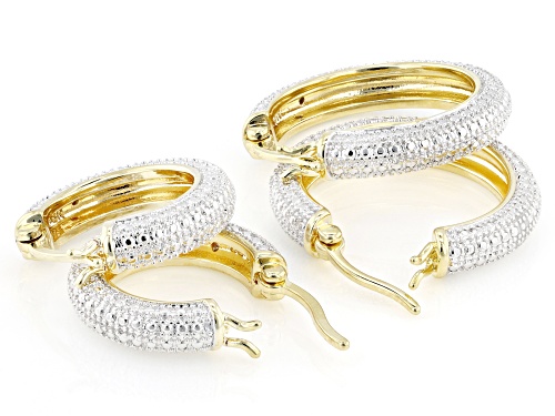 Pre-Owned Emulous™ Round White Diamond Accent 14k Yellow Gold Over Brass Set of 2 Hoop Earrings