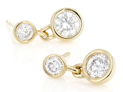 Pre-Owned Prazana® Lab-Grown Diamonds 1.00ctw Round Diamond 14K Gold Over Sterling Silver Earrings F