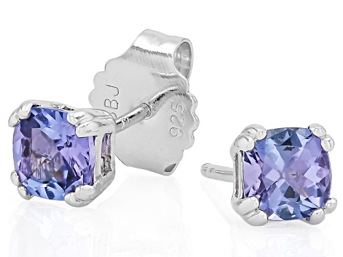 Pre-Owned 1.00ctw Tanzanite Platinum Over Sterling Silver Stud Earrings