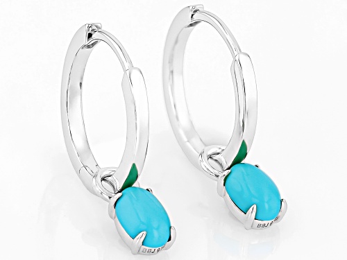 Pre-Owned 6x4mm Sleeping Beauty Turquoise Rhodium Over Sterling Silver Earrings