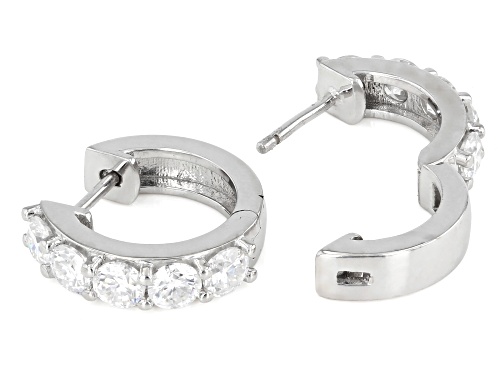 Pre-Owned MOISSANITE FIRE® 1.60CTW DEW ROUND BRILLIANT PLATINEVE® HOOP EARRINGS