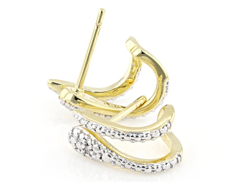 Pre-Owned Emulous™ Round White Diamond Accent 14k Yellow Gold Over Brass J-Hoop Earrings