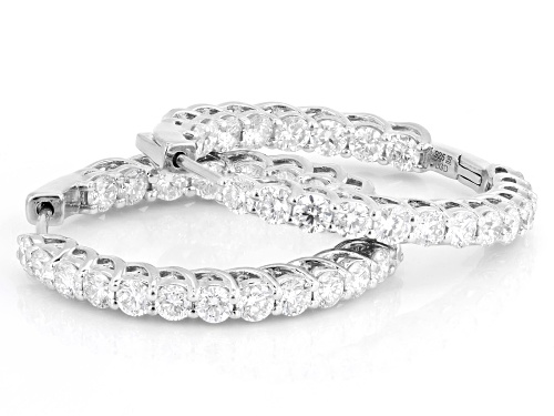 Pre-Owned Prazana®Lab-Grown Diamonds 3.00ctw Round White Diamond Platinum Over Silver Hoop Earrings,