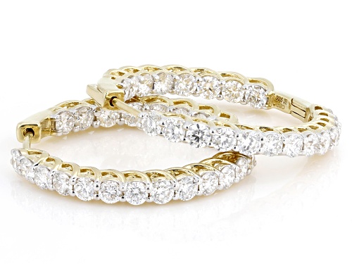 Pre-Owned Prazana®Lab-Grown Diamonds 3.00ctw Round White Diamond 14K Gold Over Silver Hoop Earrings,
