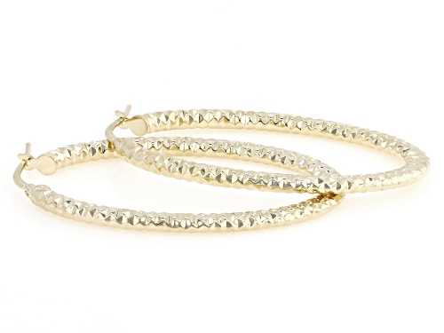 Pre-Owned Moda Al Massimo® 18k Yellow Gold Over Bronze Diamond Cut Oval Hoop Earrings