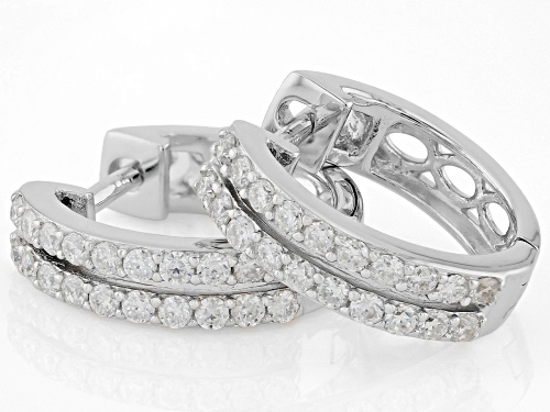Pre-Owned MOISSANITE FIRE® 0.40CTW DEW ROUND BRILLIANT PLATINEVE® HOOP EARRINGS