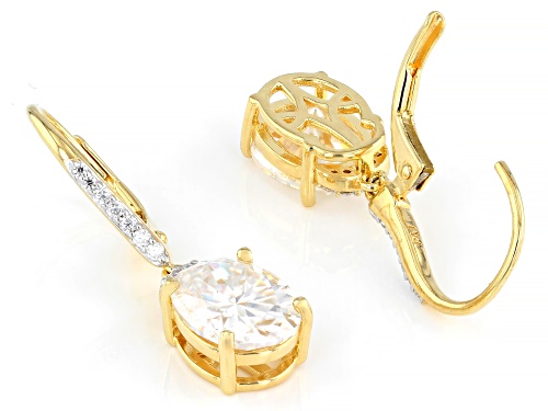Pre-Owned MOISSANITE FIRE® 6.24CTW DEW OVAL AND ROUND 14K YELLOW GOLD OVER SILVER EARRINGS