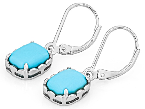 Pre-Owned Southwest Style by JTV™ Rectangular Cushion Sleeping Beauty Turquoise Sterling Silver Earr