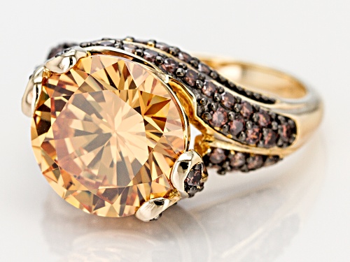 Pre-Owned Bella Luce ® 13.00CTW Champagne And Mocha Diamond Simulants Eterno ™ Yellow Gold Over Silv - Size 6