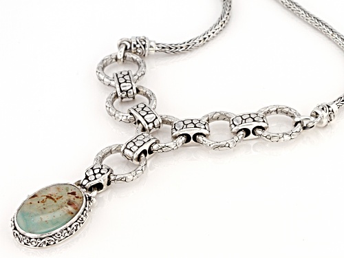 Pre-Owned Artisan Collection Of Bali™ 19x13mm Oval Aquaprase Cabochon Sterling Silver Necklace - Size 18