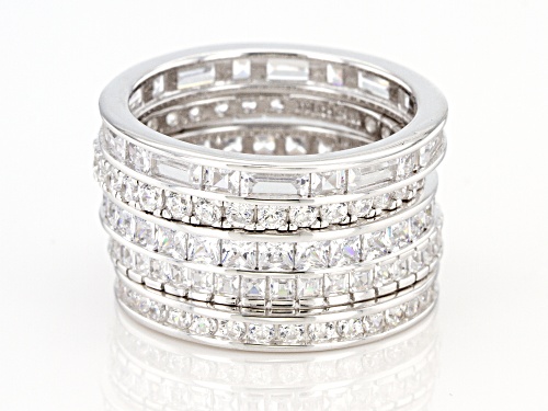Pre-Owned Bella Luce ® 6.80ctw Rhodium Over Sterling Silver Eternity Band Rings- Set of 5 - Size 8