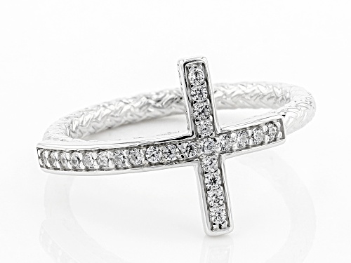 Pre-Owned Bella Luce ® 0.38ctw Rhodium Over Sterling Silver Cross Ring (0.24ctw DEW) - Size 11