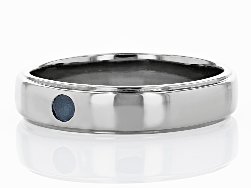 Pre-Owned 0.13ct Round Blue Sapphire Black Rhodium Over Silver Men's Solitaire Band Ring - Size 12