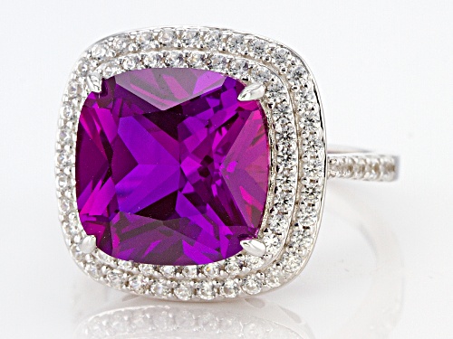 Pre-Owned 7.50ctw Lab Created Purple Sapphire with 1.75ctw White Zircon Rhodium Over Sterling Silver - Size 6