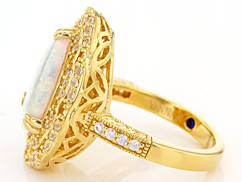 Pre-Owned Vanna K ™ For Bella Luce ® 2.66ctw White Opal & White Diamond Simulnts Eterno ™ Yellow Rin - Size 10