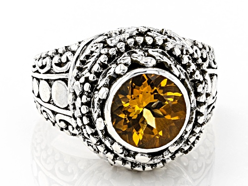 Pre-Owned Artisan Collection Of Bali™ 1.51ct Round Citrine Sterling Silver Solitaire Ring - Size 7