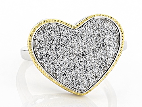 Pre-Owned Bella Luce ® 0.91ctw Rhodium And 14K Yellow Gold Over Sterling Silver Heart Ring (0.65ctw - Size 7