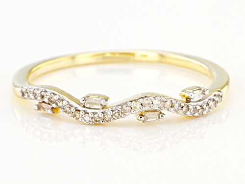 Pre-Owned 0.10ctw Round And Baguette White Diamond 10k Yellow Gold Band Ring - Size 9