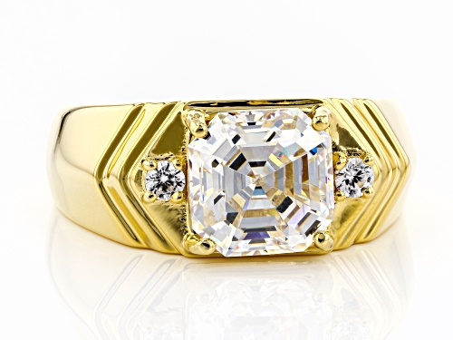 Pre-Owned 4.45CT STRONTIUM TITANATE AND .13CTW WHITE ZIRCON 18K YELLOW GOLD OVER SILVER GEN - Size 12
