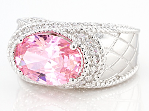 Pre-Owned Bella Luce ® 9.45ctw Pink And White Diamond Simulants Rhodium Over Sterling Silver Ring - Size 8