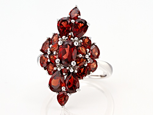 Pre-Owned 5.05ctw Mixed Shape Vermelho Garnet(TM) Rhodium Over Sterling Silver Cluster Ring - Size 8