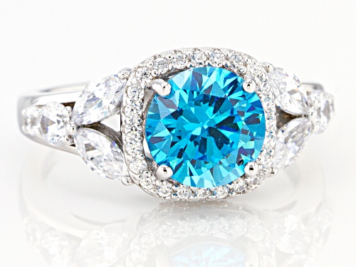 Pre-Owned Bella Luce ® Neon Apatite and White Diamond Simulants Rhodium Over Sterling Silver Ring - Size 8