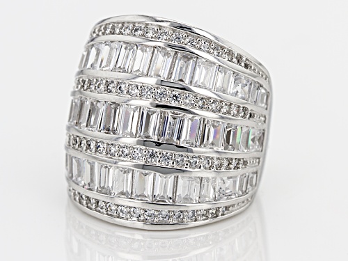 Pre-Owned Bella Luce ® 6.50ctw Baguette And Round Rhodium Over Sterling Silver Ring - Size 8